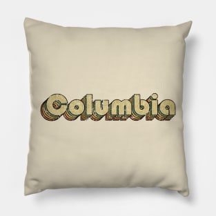 Columbia // Vintage Rainbow Typography Style // 70s Pillow