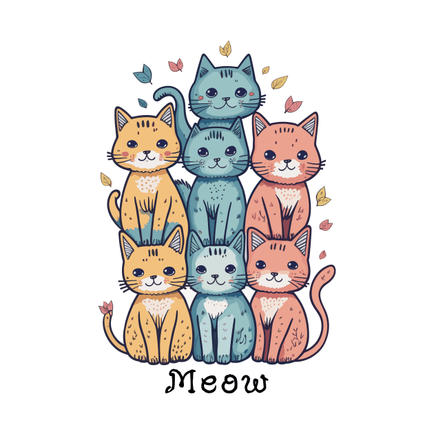 cats and kitten with meow by Maria Murtaza