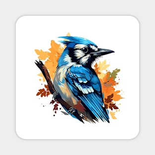 Blue Jay Colourful Autumn Graphic Magnet