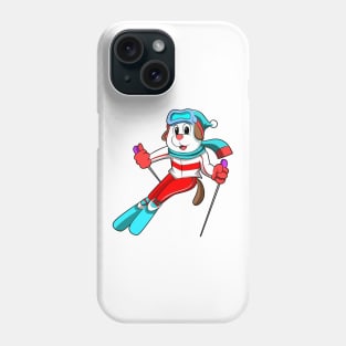 Dog as Skier with Skis Phone Case