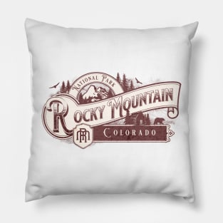 Rocky Mountain National Park Colorado Vintage Label Pillow