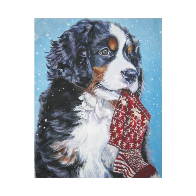 Bernese Mountain Dog Christmas Fine Art Painting by LASHEPARD