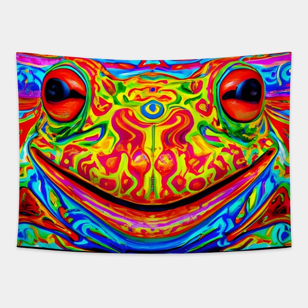 Frogger Spirit Animal (1) - Trippy Psychedelic Frog Tapestry by TheThirdEye