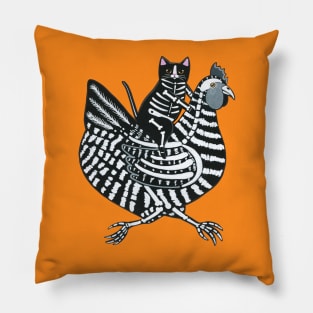 Skellie Cat Chicken Ride Pillow