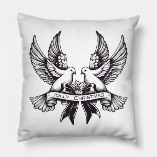 Couple of doves-  Jolly Christmas banner Pillow