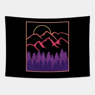 MOUNTAINS HIKING MINIMALIST LANDSCAPE SUNSET Tapestry