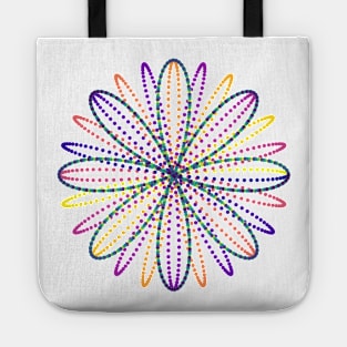 Fireworks Flower | Rainbow Rose Curve White Tote