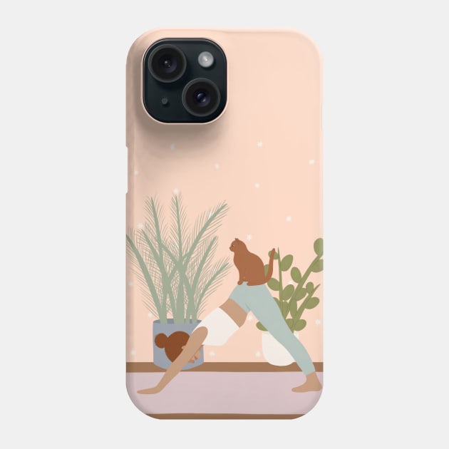 Cat Yoga Phone Case by Happy Mouse Studio