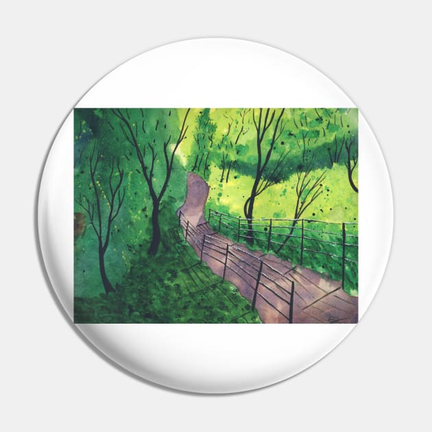 Woodland Path Pin by jamesknightsart