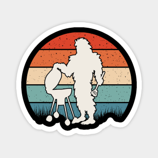 Retro Bigfoot Camping Magnet