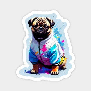 Charming Pug in Trendy Varsity Jacket Magnet