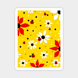 LADYBUGS and Flowers Blooming Paradise - Flowers Art Magnet