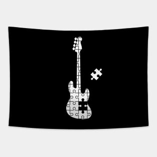 Puzzle Bass Guitar Silhouette Tapestry