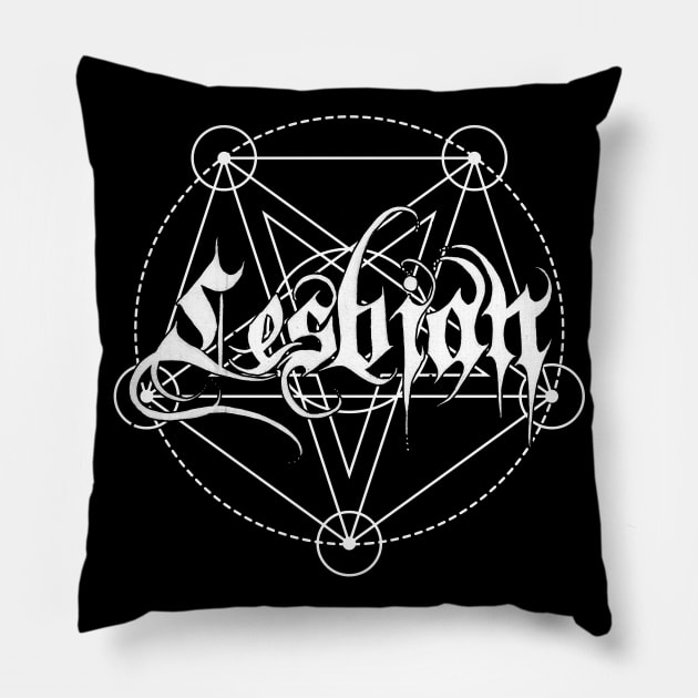 Heavy Metal LGBTQ Pride -Lesbian Pillow by Manfish Inc.