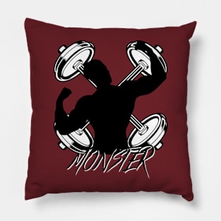 GYM Workout MONSTER white T-Shirt Pillow