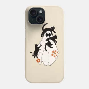 Retro Vintage Cute Flowers Spooky Ghost With Black Cats Halloween Phone Case