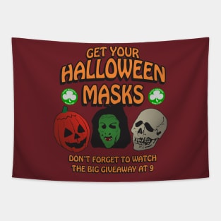 Silver Shamrock Halloween masks Tapestry