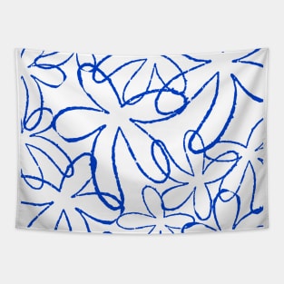 FLOWER DOODLE BLUE Tapestry