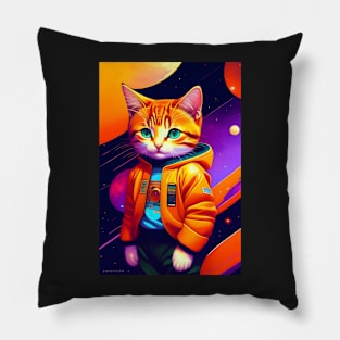 Cat in a Jacket - Modern Digital Art Pillow