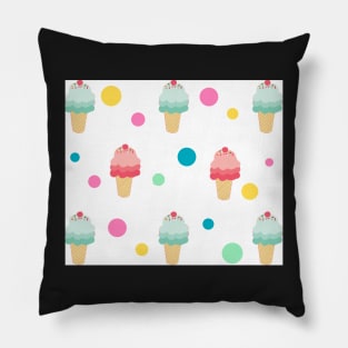 Ice Cream Cone Cute Polka Dots Background Summer Vacation Pink Yellow Teal Social Distancing FaceMask Pillow