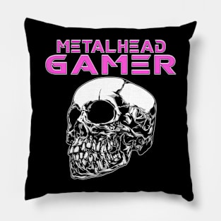 Metalhead Gamer Quarter Skull Pink Pillow