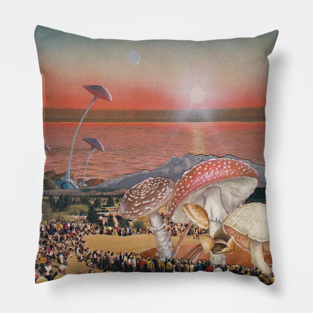 Planet Shrooms Pillow by stellarcollages