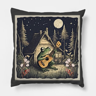 Frog Playing Ukulele Pillow