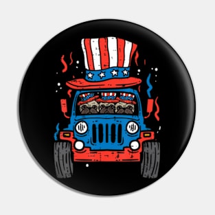 Pugs Monster Truck Us Flag 4Th Of July Fourth Toddler Boys Pin