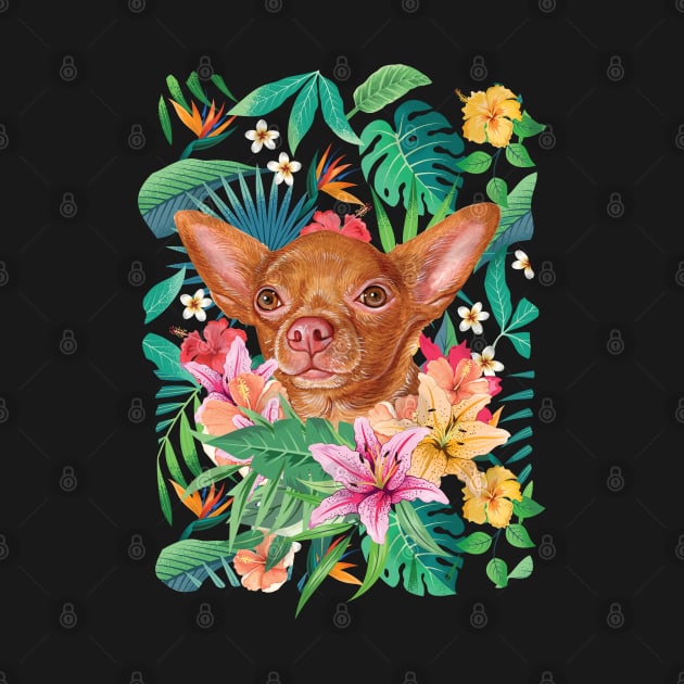 Tropical Short Haired Red Chihuahua by LulululuPainting