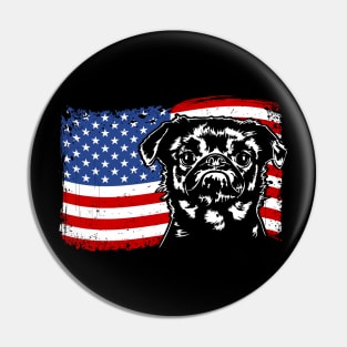 Brussels Griffon American Flag patriotic dog Pin