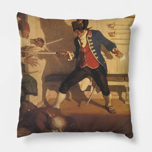 Pirate Swordfight, Siege of the Round House by NC Wyeth Pillow by MasterpieceCafe