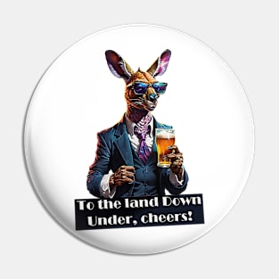 Kangaroo with a glass of beer Pin