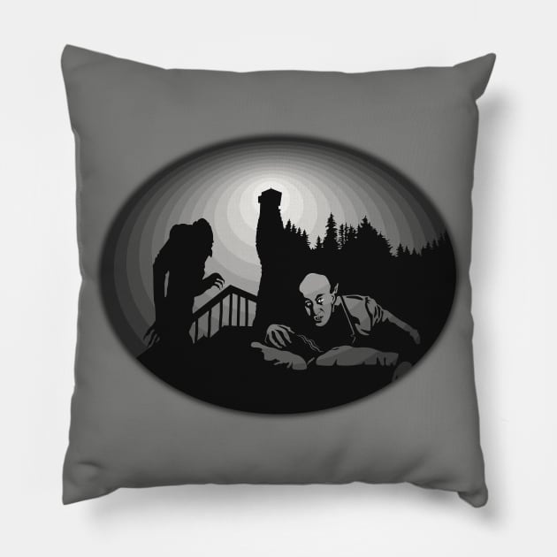 Nosferatu, a Symphony of Horror (Monochrome) Pillow by PlaidDesign