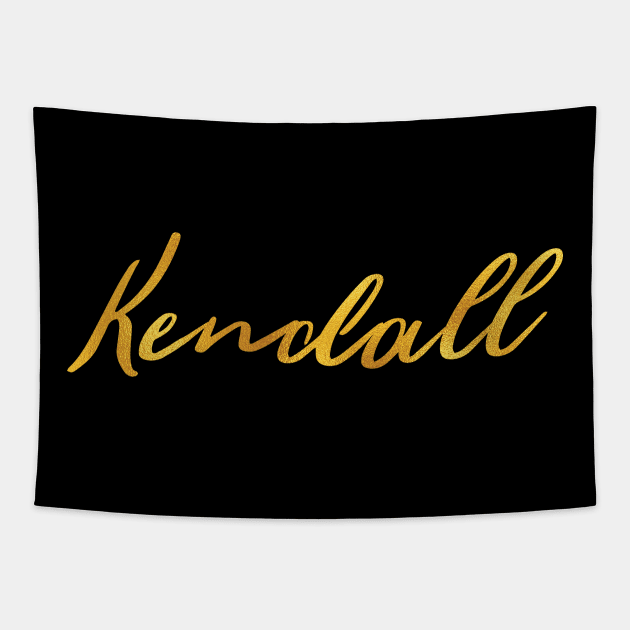 Kendall Name Hand Lettering in Faux Gold Letters Tapestry by Pixel On Fire