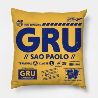 Vintage Sao Paolo GRU Airport Code Travel Day Retro Travel Tag B Pillow