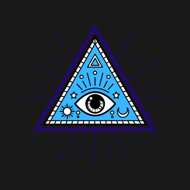 All Seeing eye - Blue with Black Eye by Just In Tee Shirts