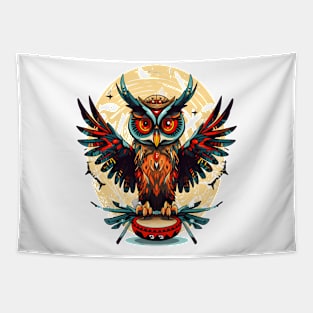 Owl And Drum Tapestry