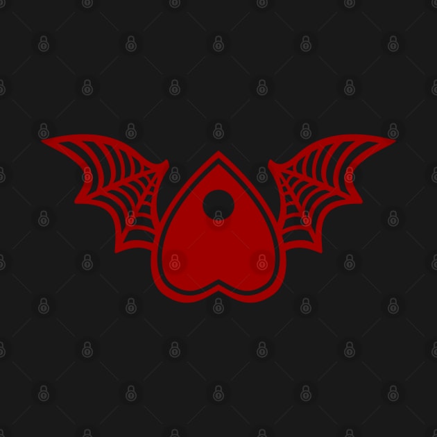 Planchette with Wings - Red on Black by AliceQuinn