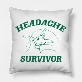 Headache survivor T Shirt, Meme T Shirt, Vintage Cartoon T Shirt, Aesthetic Tee, Unisex Pillow