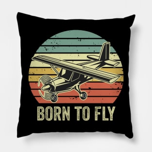 Born To Fly Pilot Funny Aviation Lover Airplane Enthusiast Pillow