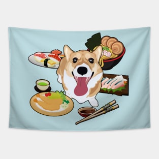 Japanese Food Corgi Tapestry