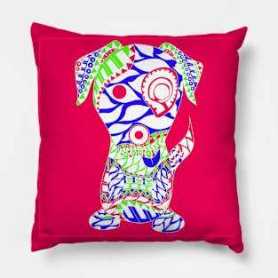 aztec dog in mandala pattern ecopop Pillow