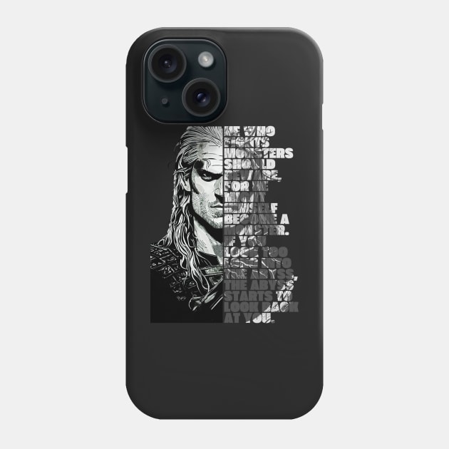 He Who Fights Monsters - Friedrich Nietzsche - Black - Fantasy Witcher Phone Case by Fenay-Designs