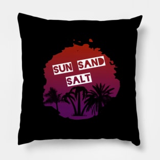 Sun Sand Salt, Hello Summer Vintage Funny Surfer Riding Surf Surfing Lover Gifts Pillow