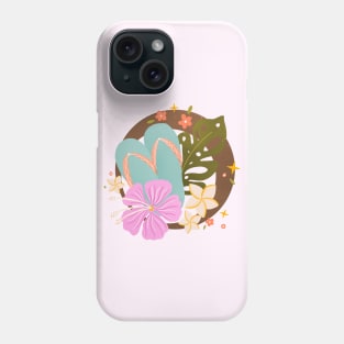 Flip flops and tropical flowers Phone Case