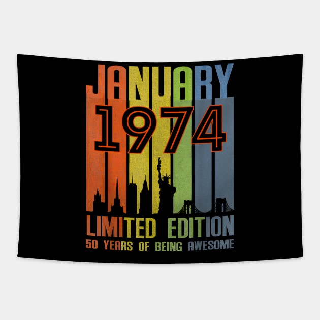 January 1974 50 Years Of Being Awesome Limited Edition Tapestry by TATTOO project