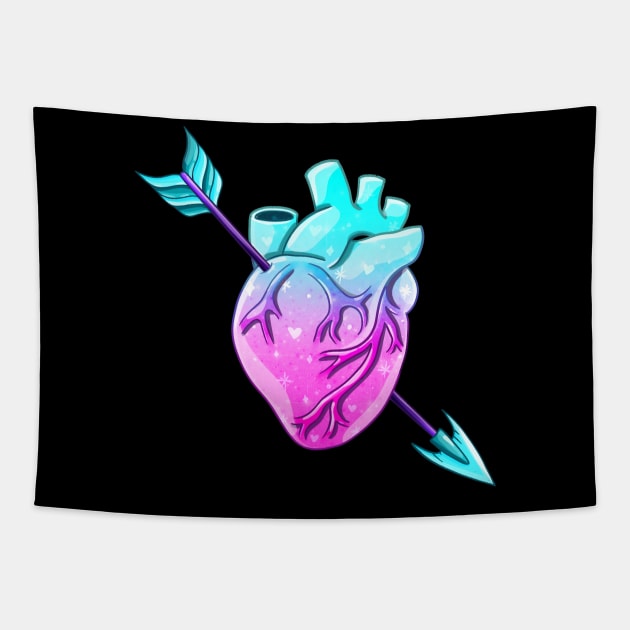 Pastel Goth Anatomical Heart Valentine Tapestry by Wanderer Bat