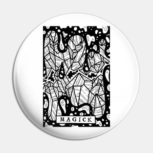 Magick Crystals - Tarot Style Black and White Illustration Pin