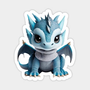 Adorable Baby Ice Dragon Chibi with a Warm Winter Sweater Magnet