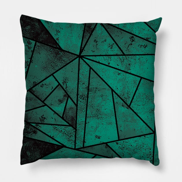 Modern Dark Green Geometric Mosaic Pillow by speckled